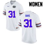 Women's Florida Gators #31 Shawn Davis NCAA Nike White Authentic Stitched College Football Jersey RRW7662BP